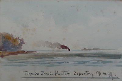 Crighton Portfolio >  Torpedo Boad Hunter departing Ap 1899