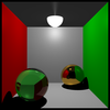 SmugMug > all-time keyword > render > Second renderer project (a.k.a. my "Hello World" in Scala)

Ray-traced, modified Cornell Box with a dielectric sphere and a metal sphere.  Point light source.