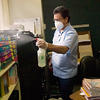 SmugMug > keywords > sick > Record-Eagle/Jan-Michael Stump
Alberto Dimas and other custodians sprayed down Central Grade School with hospital-grade disinfectant to kill the H1N1 flu virus.